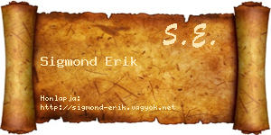 Sigmond Erik névjegykártya